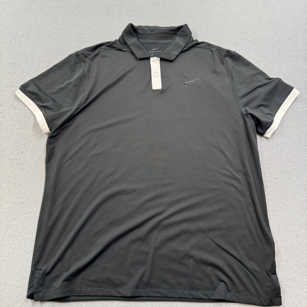 Nike Polo Shirt Men's XL Black Dri-FIT Golf Tour Performance Short Sleeve Swoosh
